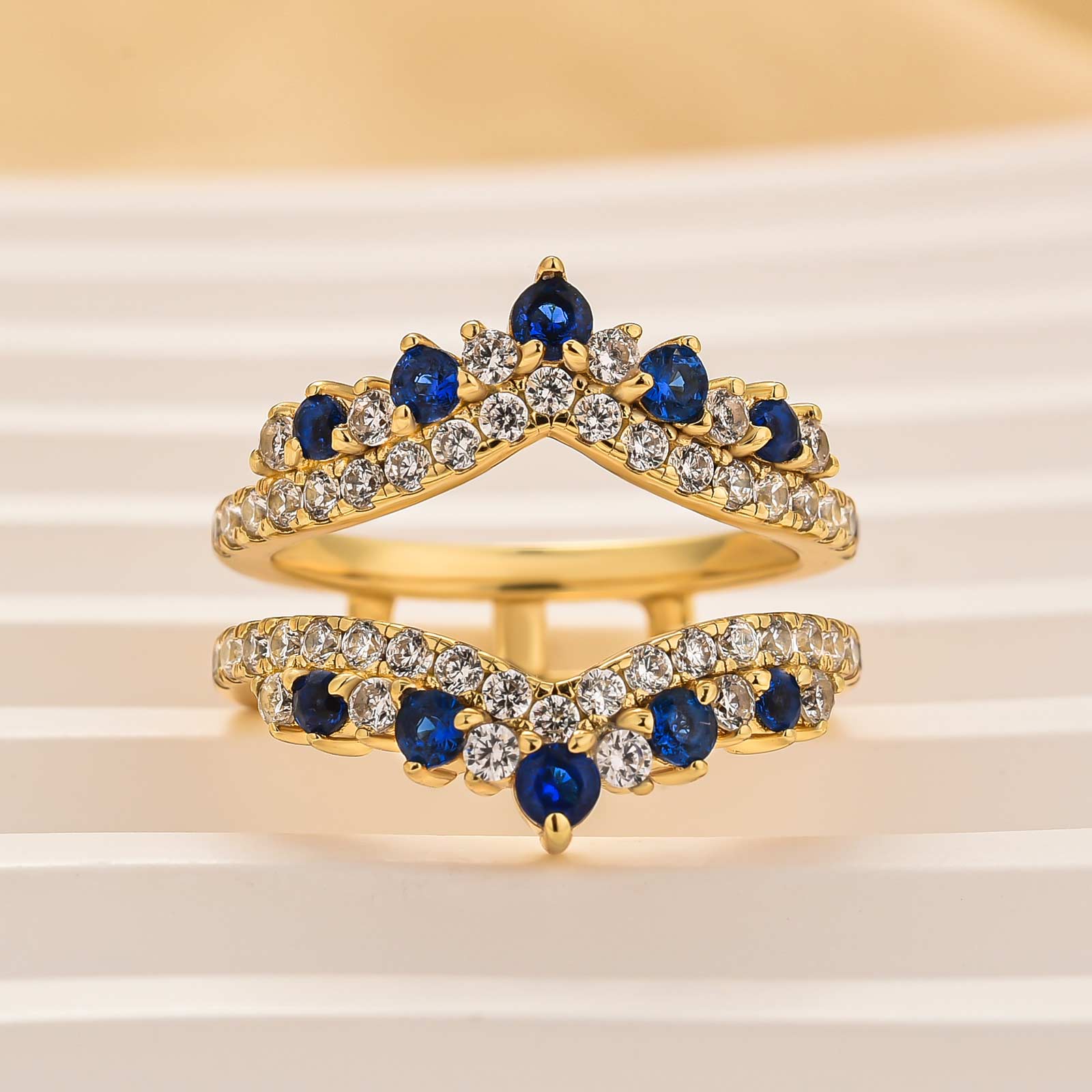 Pavé Full Eternity Blue & White Stone Enhancer Wedding Band