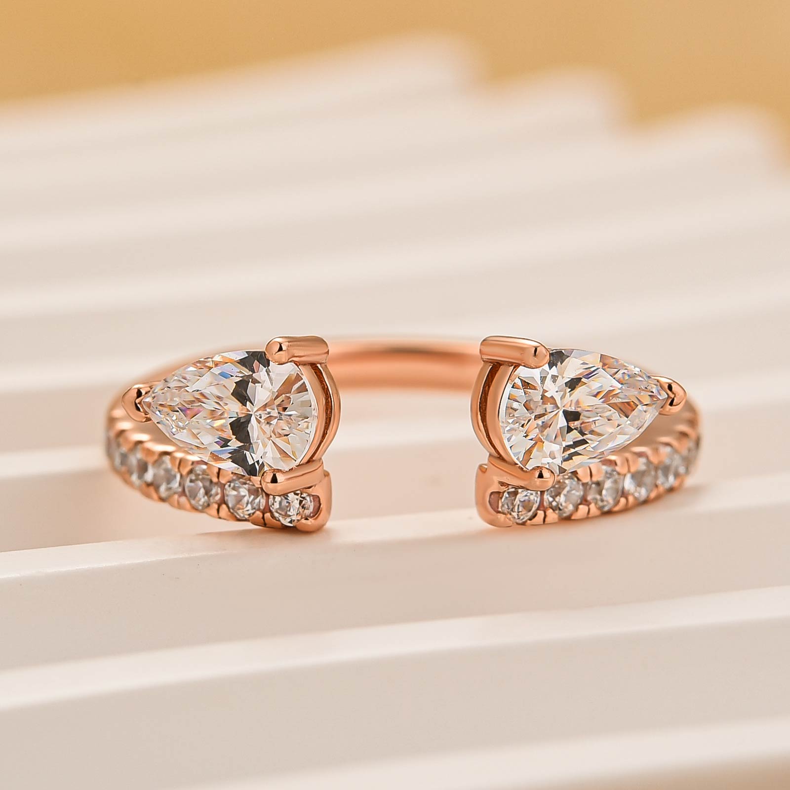 Louily Classic Pear Cut Open Wedding Band In Sterling Silver