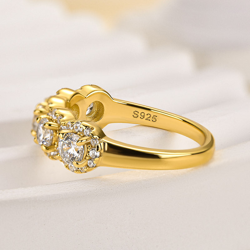 Louily Fashion Halo Five Stone Anniversary Ring In Sterling Silver - louilyjewelry