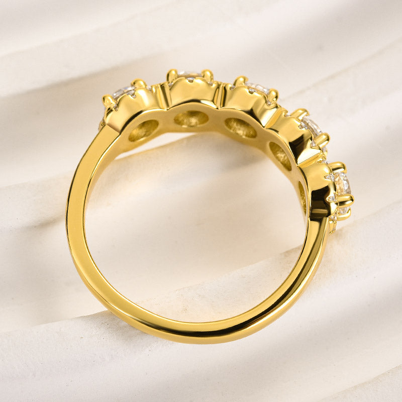 Louily Fashion Halo Five Stone Anniversary Ring In Sterling Silver - louilyjewelry