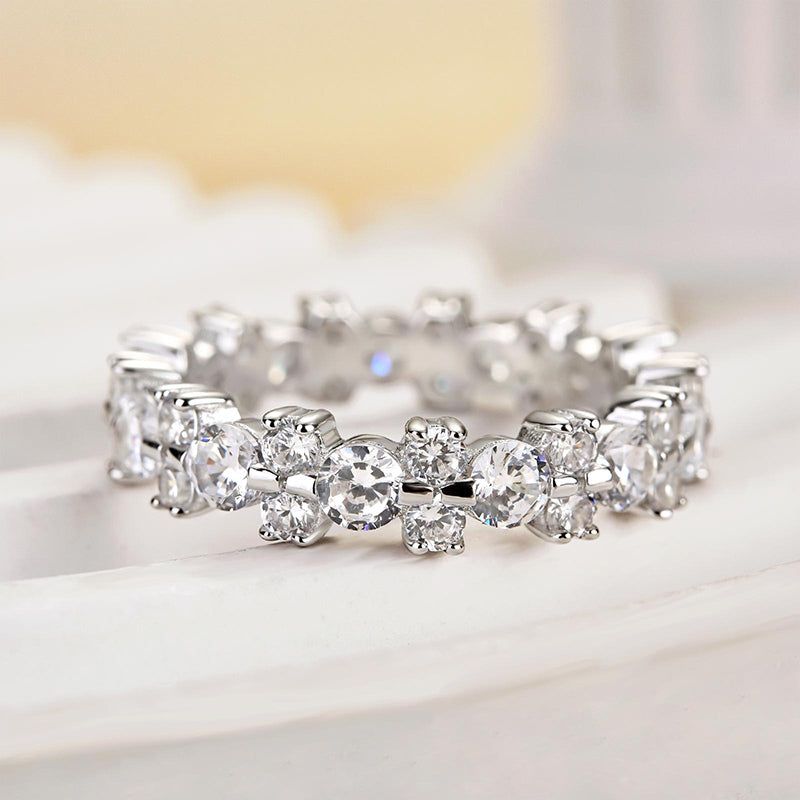 Louily Unique Round Cut Full Wedding Band for Women - louilyjewelry