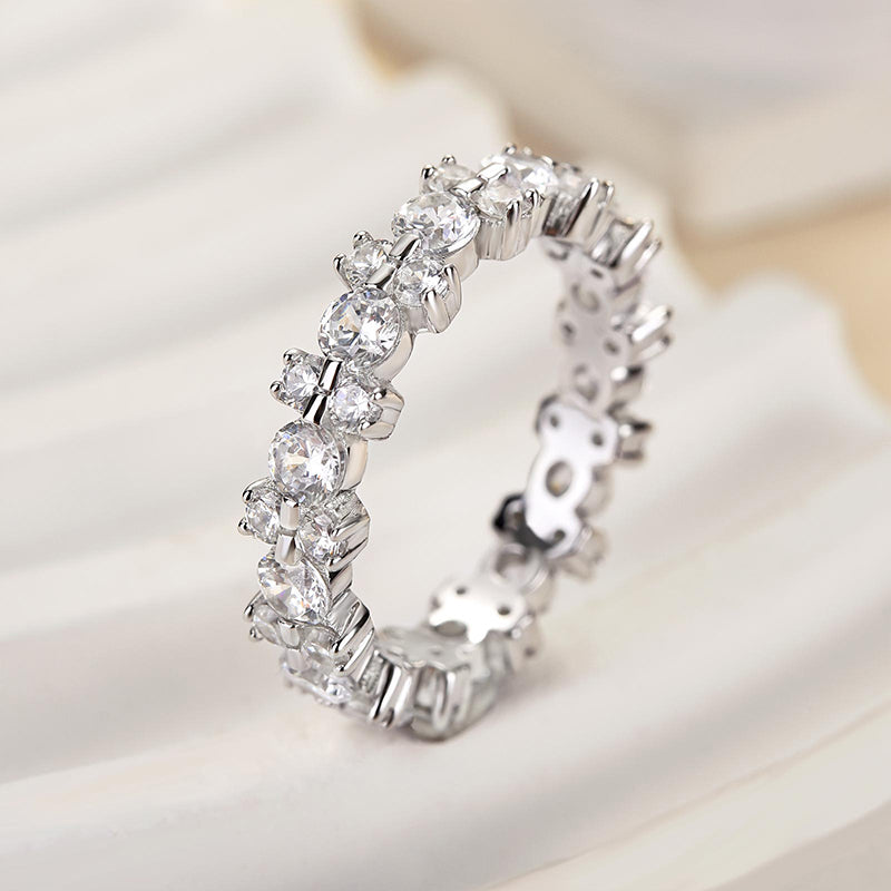 Louily Unique Round Cut Full Wedding Band for Women - louilyjewelry