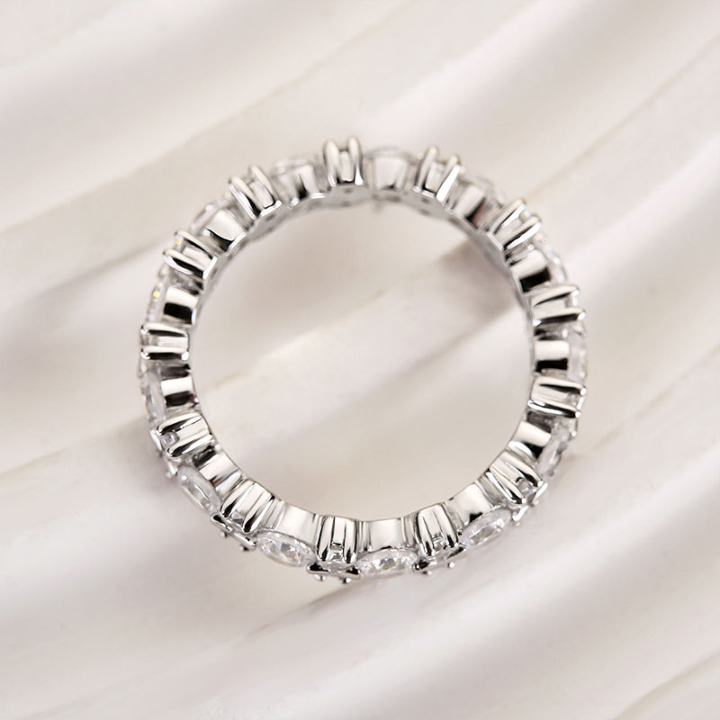 Louily Unique Round Cut Full Wedding Band for Women - louilyjewelry