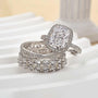 Louily 4PC Luxurious Halo Cushion Cut Women's Wedding Set - louilyjewelry