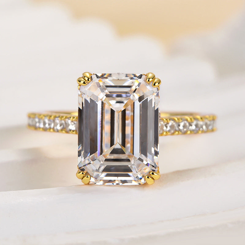 Louily Elegant Emerald Cut Engagement Ring In Sterling Silver - louilyjewelry
