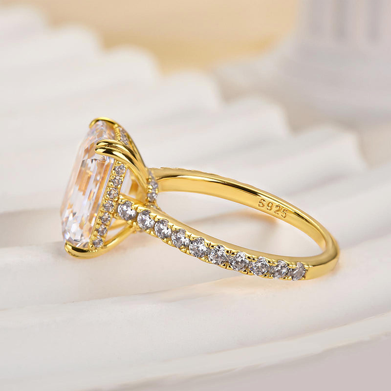 Louily Elegant Emerald Cut Engagement Ring In Sterling Silver - louilyjewelry