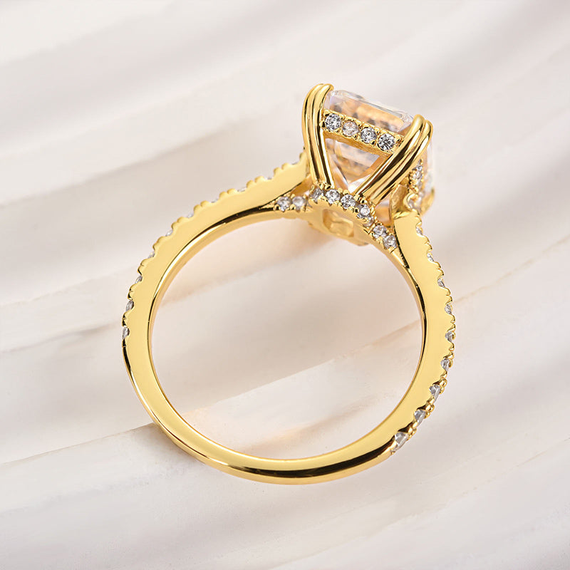 Louily Elegant Emerald Cut Engagement Ring In Sterling Silver - louilyjewelry