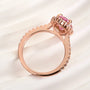 Louily Pink Stone Rose Gold Halo Oval Cut Engagement Ring - louilyjewelry