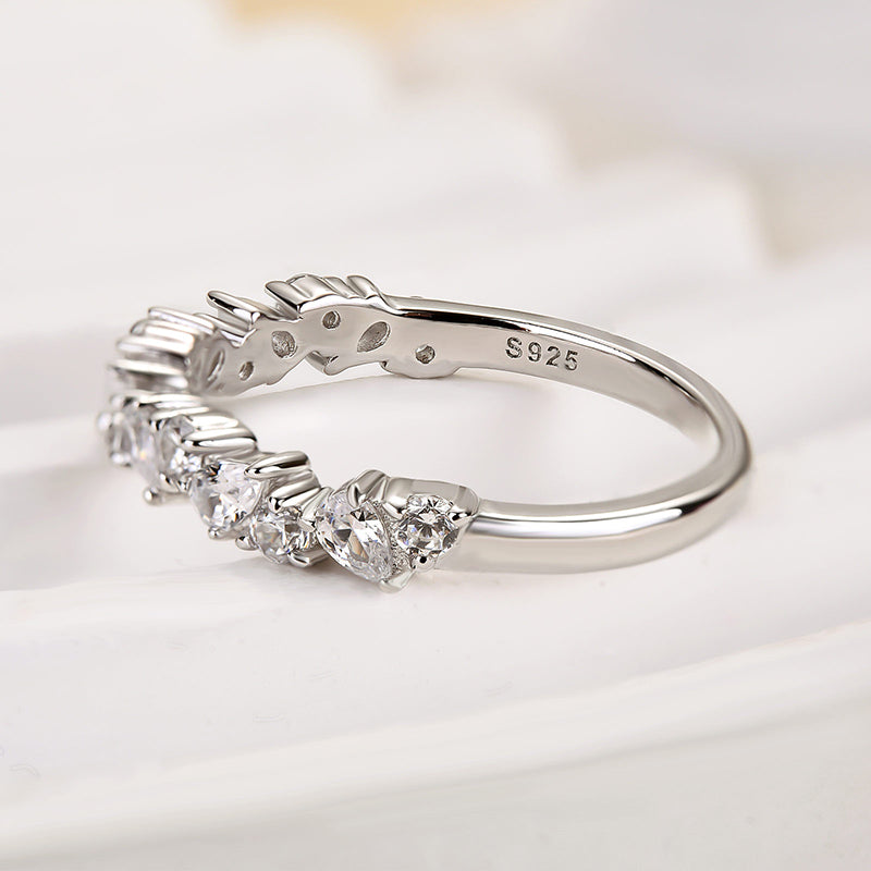 Louily Unique Half Pear & Round Cut Women's Wedding Band - louilyjewelry
