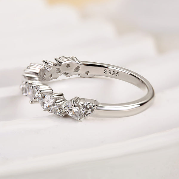 Louily Unique Half Pear & Round Cut Women's Wedding Band