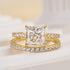 Yellow gold 2.0Ct princess cut wedding ring set