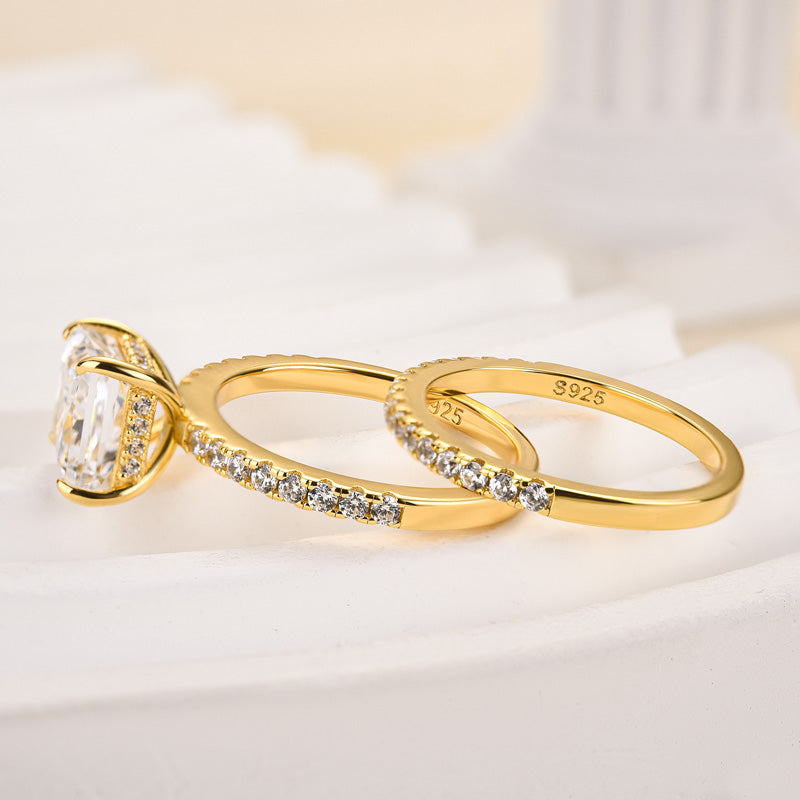 Louily Elegant Square Princess Cut Wedding Ring Set For Women In Sterling Silver - louilyjewelry