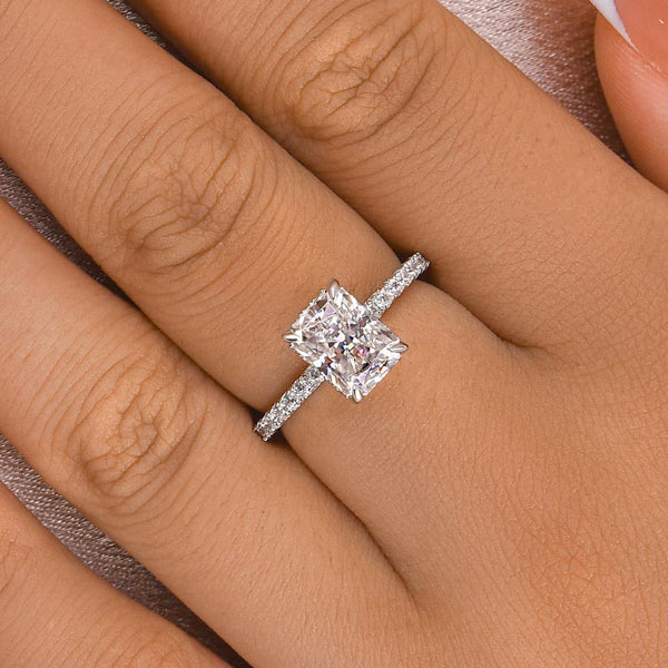 Louily Moissanite 2.0 CT Radiant Cut Engagement Ring In Sterling Silver