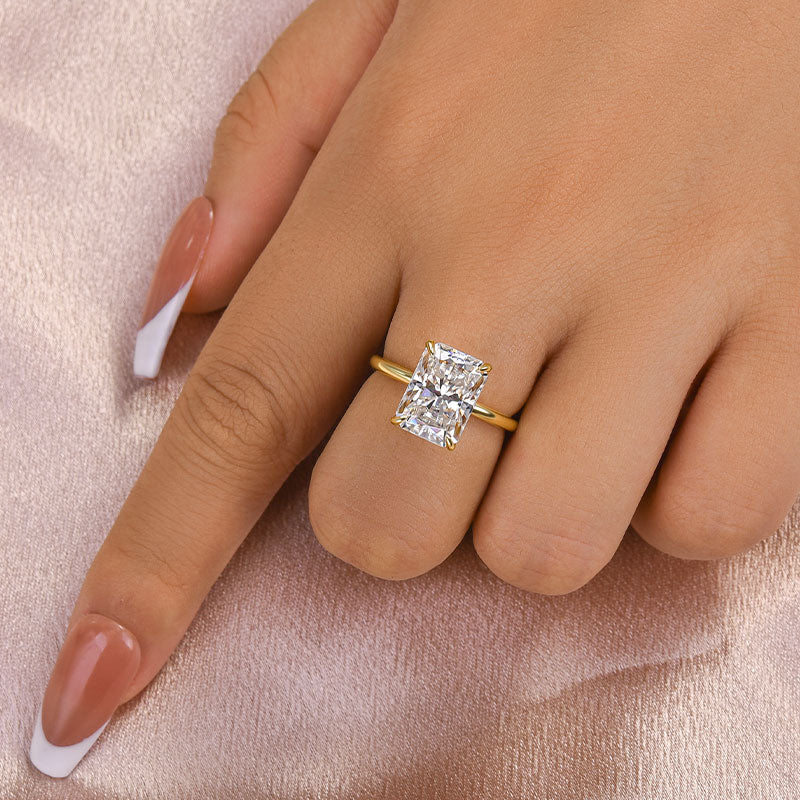 Louily Timeless Moissanite 4.5 Ct Radiant Cut Engagement Ring - louilyjewelry