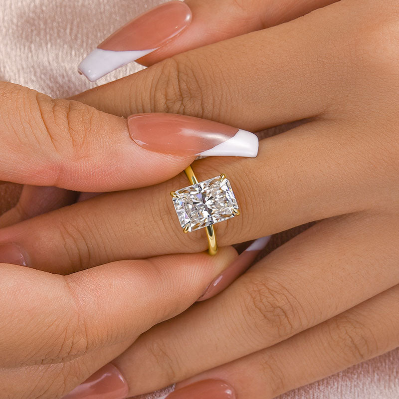Louily Timeless Moissanite 4.5 Ct Radiant Cut Engagement Ring - louilyjewelry