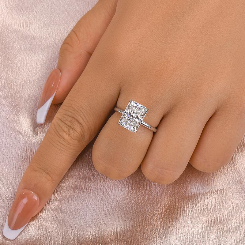 Louily Timeless Moissanite 4.5 Ct Radiant Cut Engagement Ring - louilyjewelry