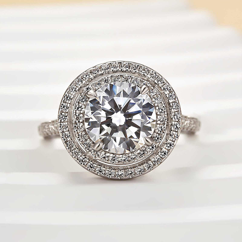 Louily Luxury Double Halo 2.0 Carat Round Cut Engagement Ring - louilyjewelry