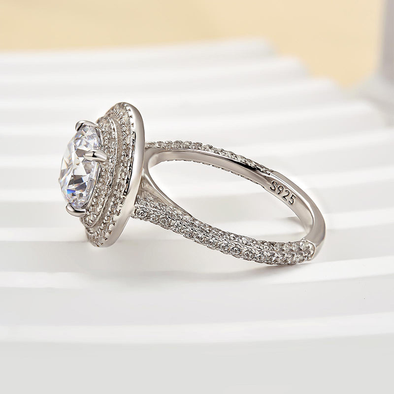 Louily Luxury Double Halo 2.0 Carat Round Cut Engagement Ring - louilyjewelry