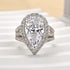 Louily Vintage Split Shank Halo Pear Cut Engagement Ring In Sterling Silver - louilyjewelry