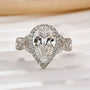 4.0Ct Halo Pear Cut Twist Travel Ring In Sterling Silver - louilyjewelry