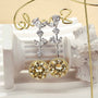 Louily Luxurious Two-tone Yellow Stone Round Cut Drop Earrings - louilyjewelry