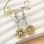 Louily Luxurious Two-tone Yellow Stone Round Cut Drop Earrings - louilyjewelry