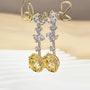 Louily Luxurious Two-tone Yellow Stone Round Cut Drop Earrings - louilyjewelry