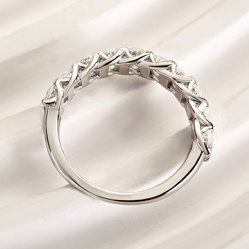 Louily Half Oval Cut Simulated Diamond Wedding Band - louilyjewelry