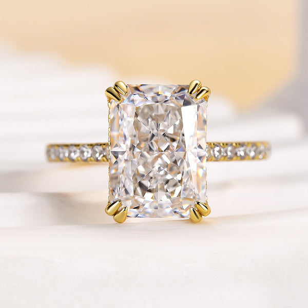 Louily Elegant Radiant Cut Simulated Diamond Engagement Ring