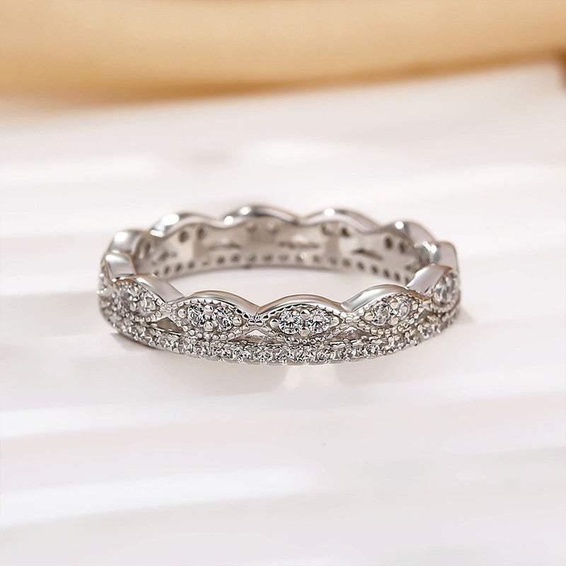 0.5Ct Simulated Diamond Eternity Wedding Band Travel Ring In Sterling Silver - louilyjewelry