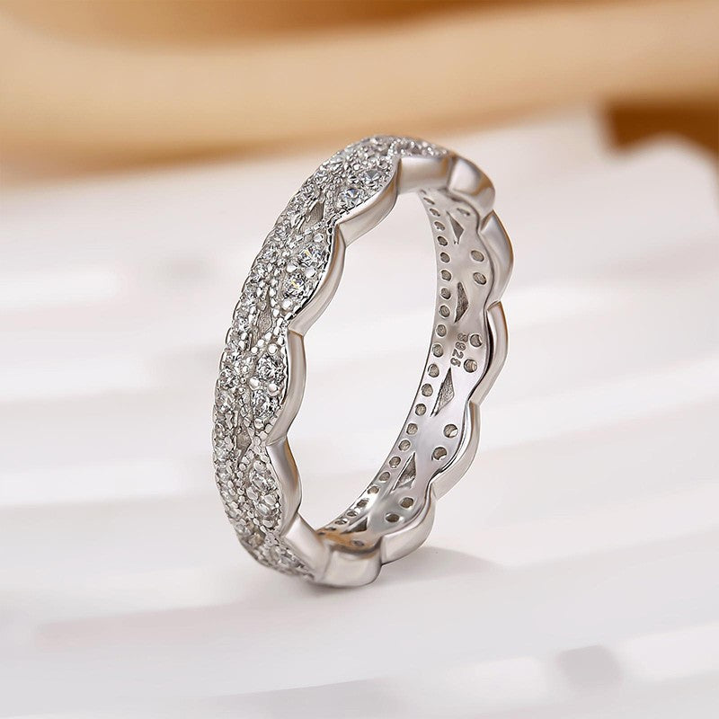 0.5Ct Simulated Diamond Eternity Wedding Band Travel Ring In Sterling Silver - louilyjewelry