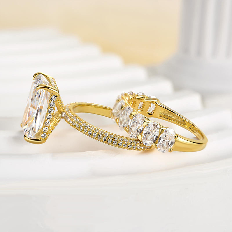 Louily Luxurious Elongated Radiant Cut Wedding Ring Set - louilyjewelry