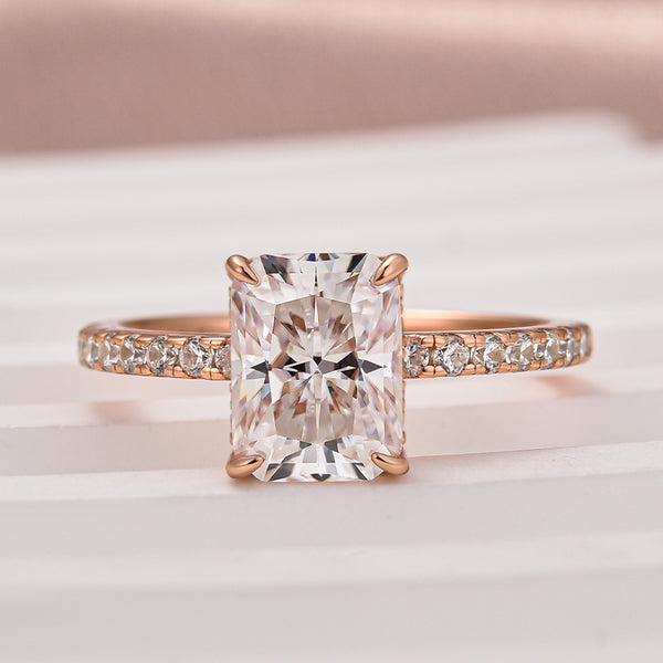 Louily Moissanite 2.0 CT Radiant Cut Engagement Ring In Sterling Silver