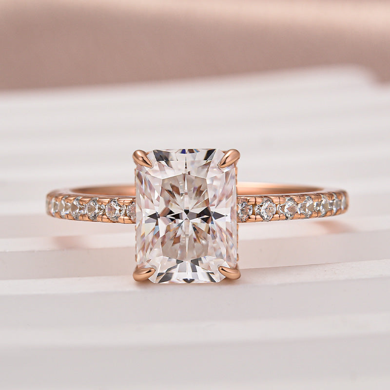 Louily Moissanite 2.0 Carat 3.5 Carat Radiant Cut Engagement Ring