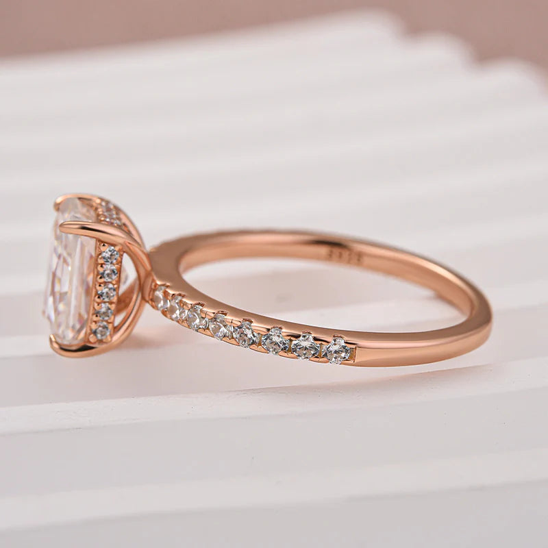 Louily Moissanite 2.0 Carat 3.5 Carat Radiant Cut Engagement Ring