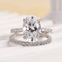 4.0 Carat Oval Cut Wedding Ring Set With Classic Half Wedding Band - louilyjewelry