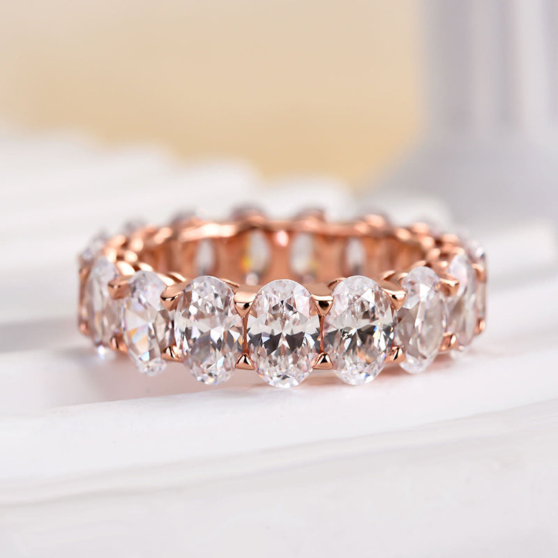 Louily Eternity Oval Cut Wedding Band For Women In Sterling Silver - louilyjewelry