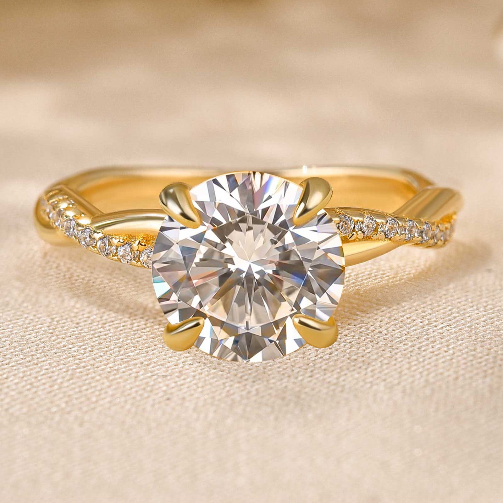 Louily 2.0 Carat Twist Round Cut Engagement Ring In Sterling Silver - louilyjewelry