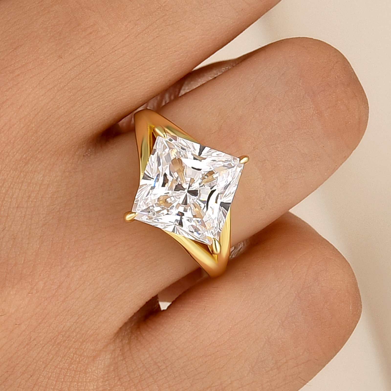 S925 7.0Ct Princess Cut Statement Engagement Ring For Women