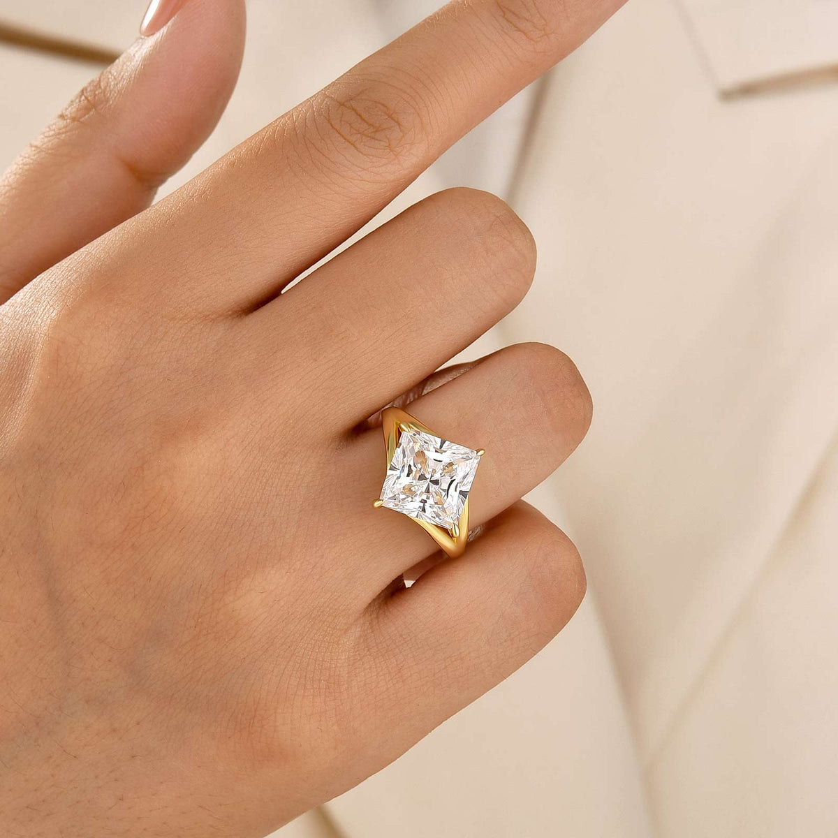 S925 7.0Ct Princess Cut Statement Engagement Ring For Women