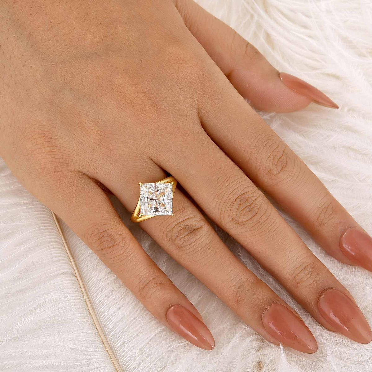 S925 7.0Ct Princess Cut Statement Engagement Ring For Women