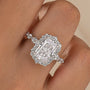 3.5Ct Radiant Cut Side Stone Vintage Halo Engagement Ring In Sterling Silver