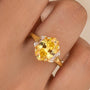 Three Stone 4.0Ct Light Yellow Oval Cut Statement Engagement Ring In Sterling Silver