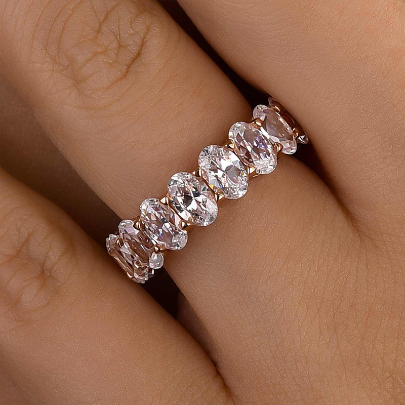 Louily Eternity Oval Cut Wedding Band For Women In Sterling Silver - louilyjewelry