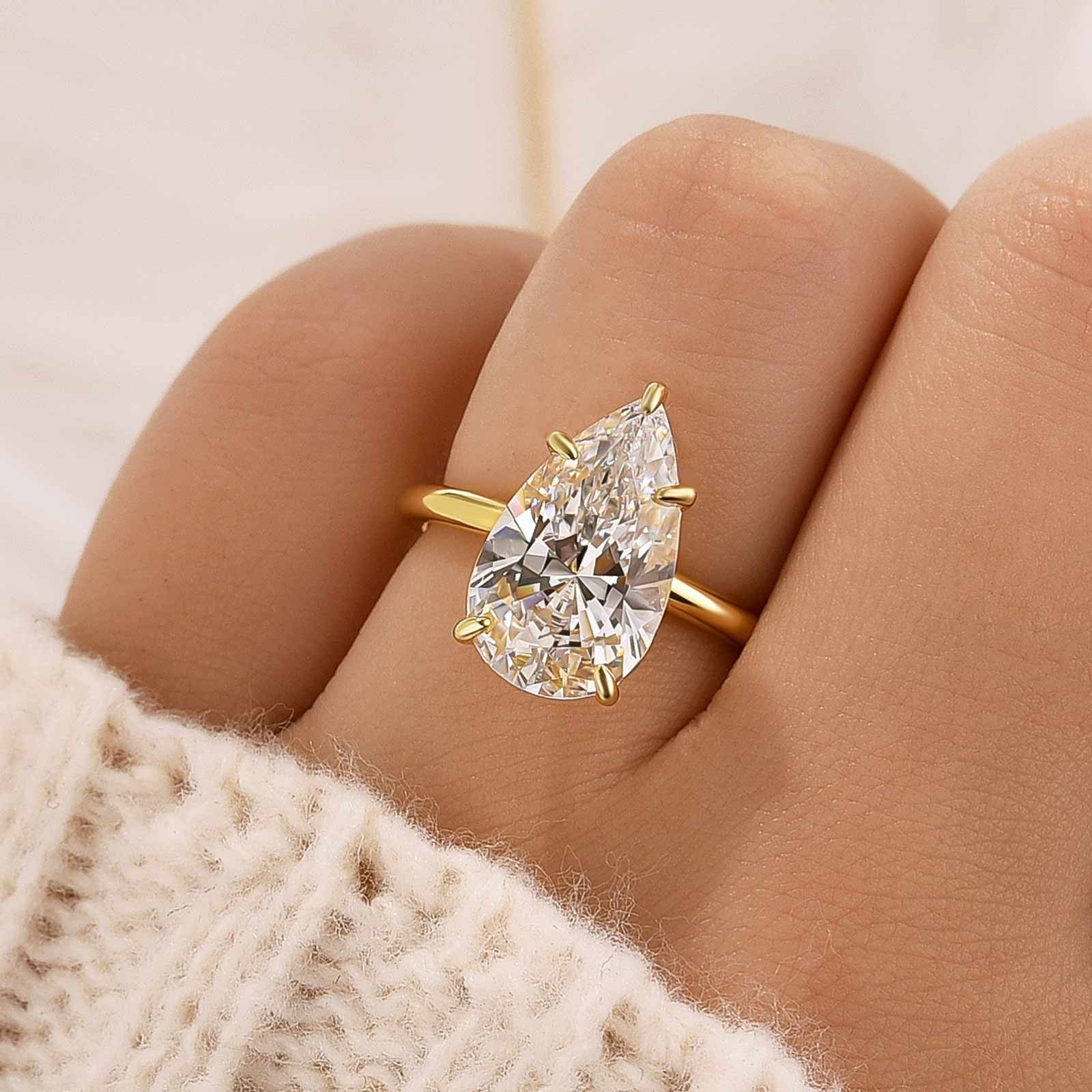 4.5Ct Pear Cut Engagement Ring Travel Ring In Sterling Silver