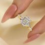 Louily Yellow Gold Emerald Cut Engagement Ring For Women - louilyjewelry