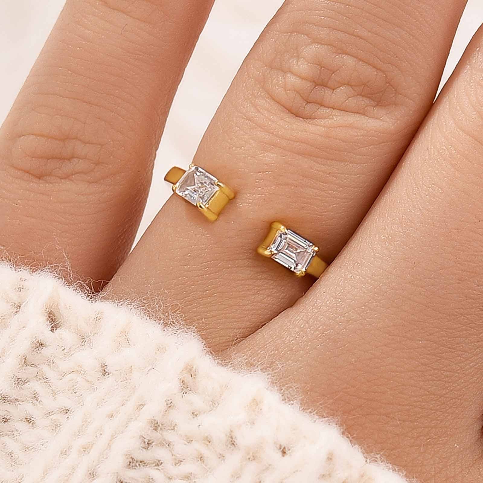0.6Ct Emerald Cut Open Insert Wedding Band Engagement Ring Enhancer ...