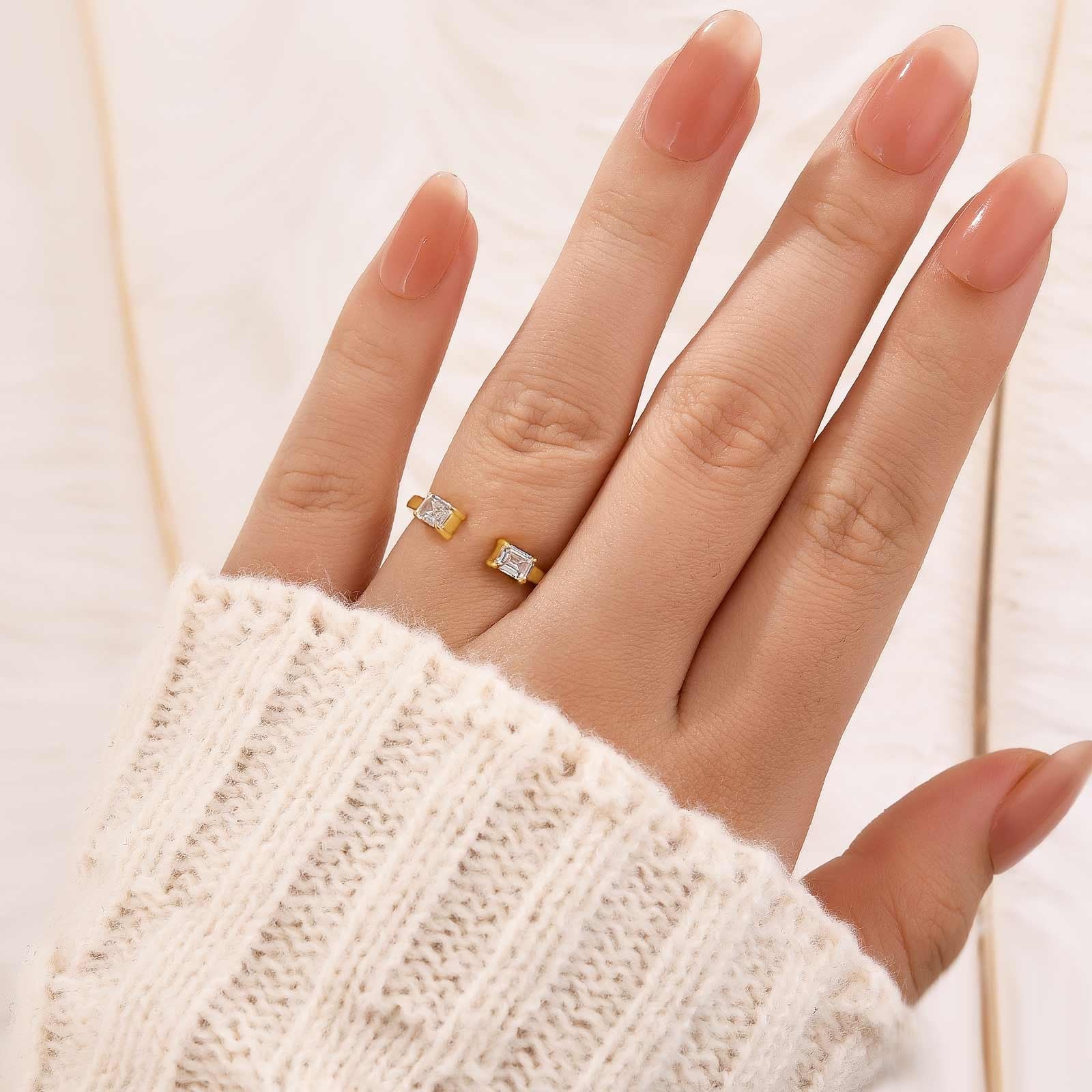 0.6Ct Emerald Cut Open Insert Wedding Band Engagement Ring Enhancer