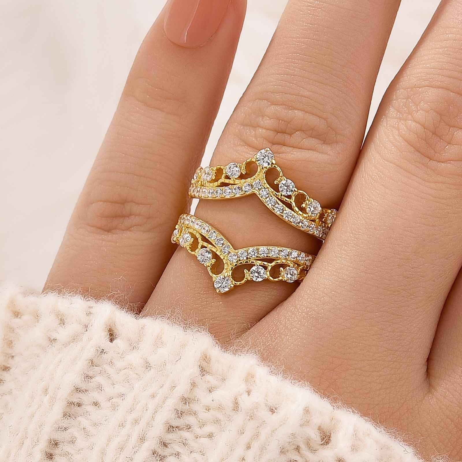 0.8Ct Crown-Shaped Insert Wedding Band Engagement Ring Enhancer