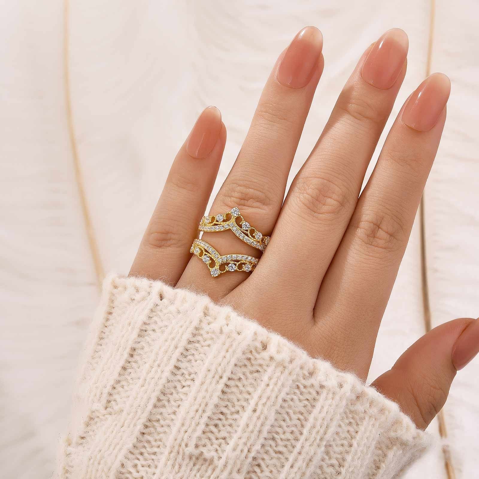 0.8Ct Crown-Shaped Insert Wedding Band Engagement Ring Enhancer